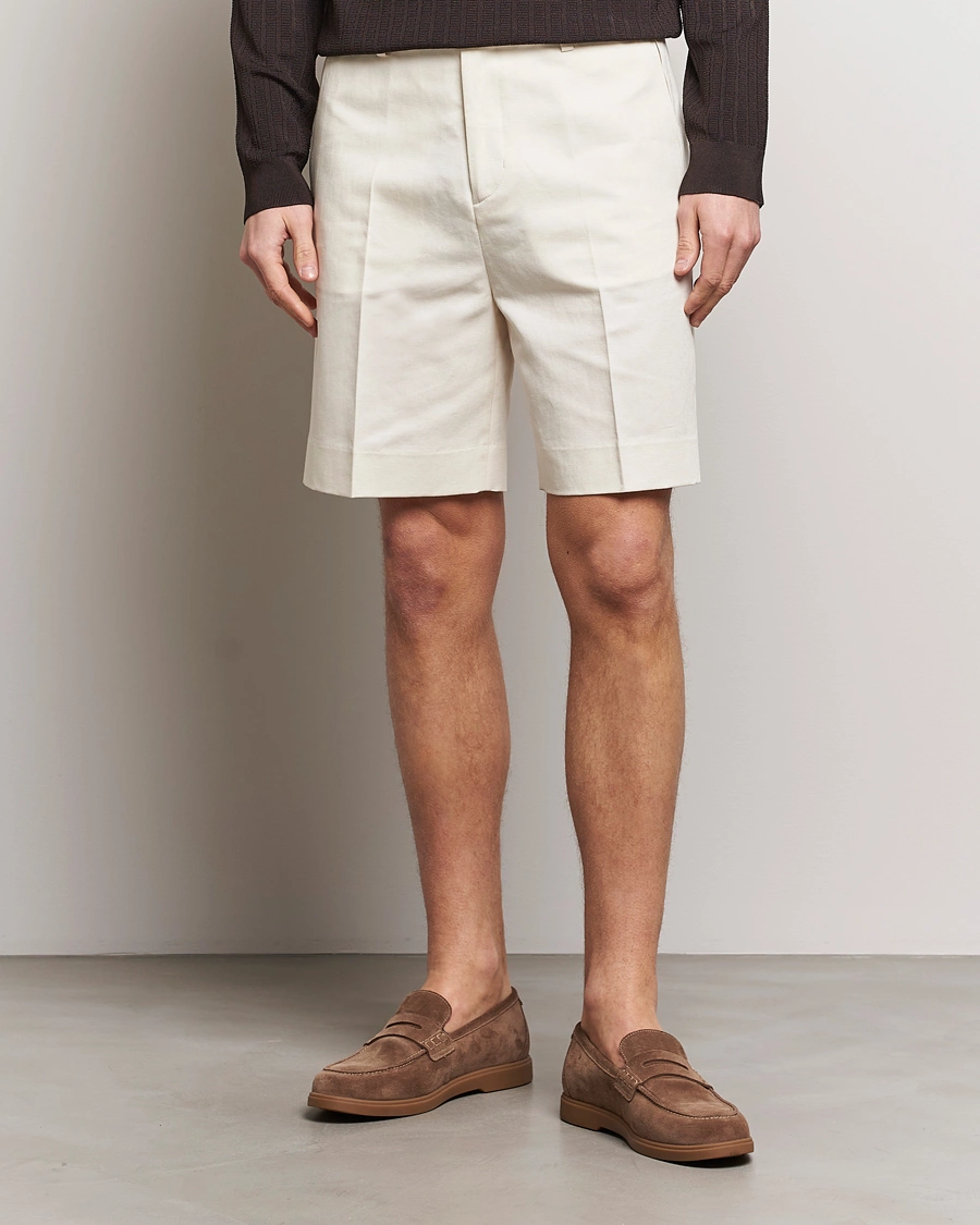 Men |  | Filippa K | Cotton/Linen Shorts Bone White