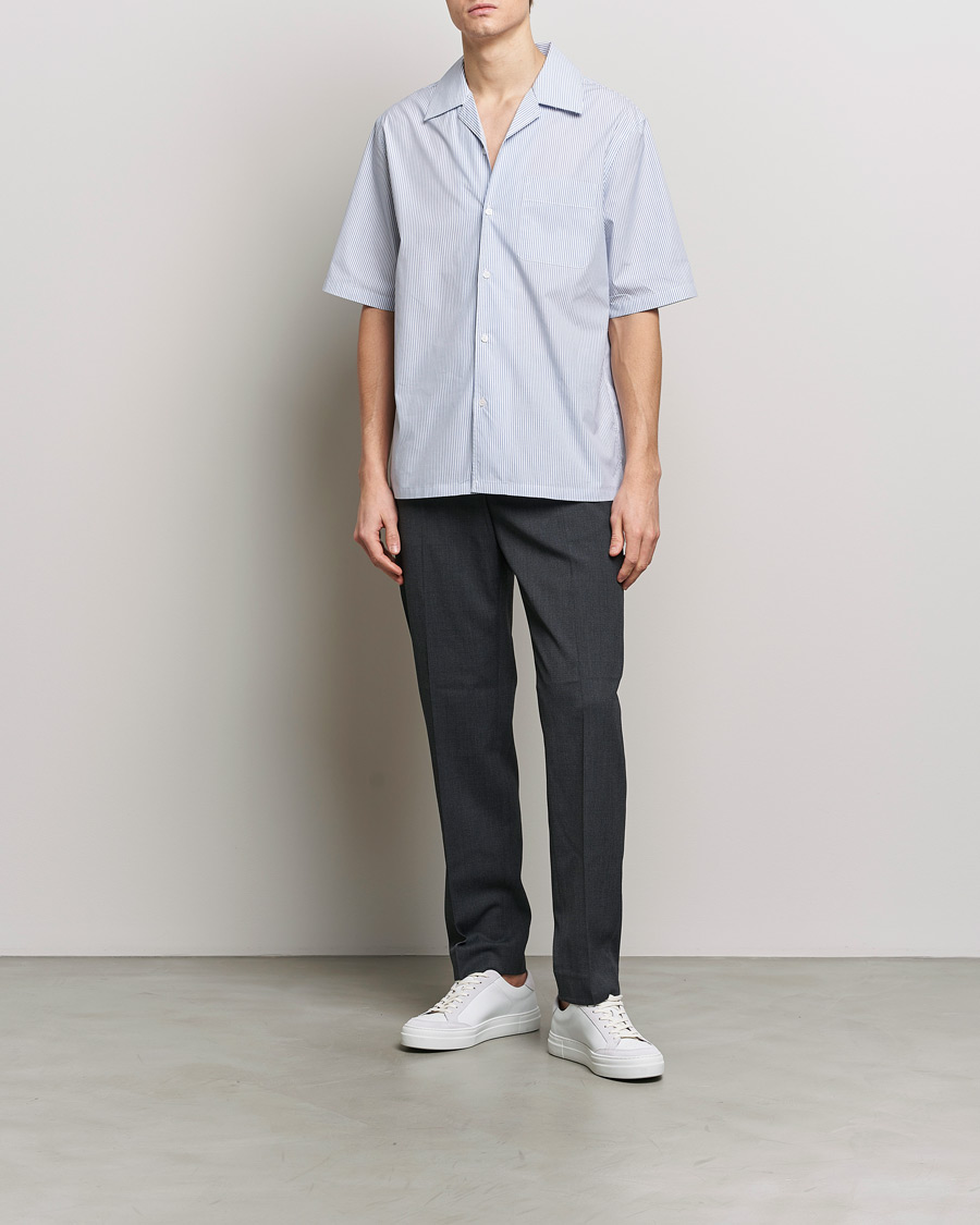 Herren | Hemden | Filippa K | Striped Short Sleeve Resort Shirt Blue/White