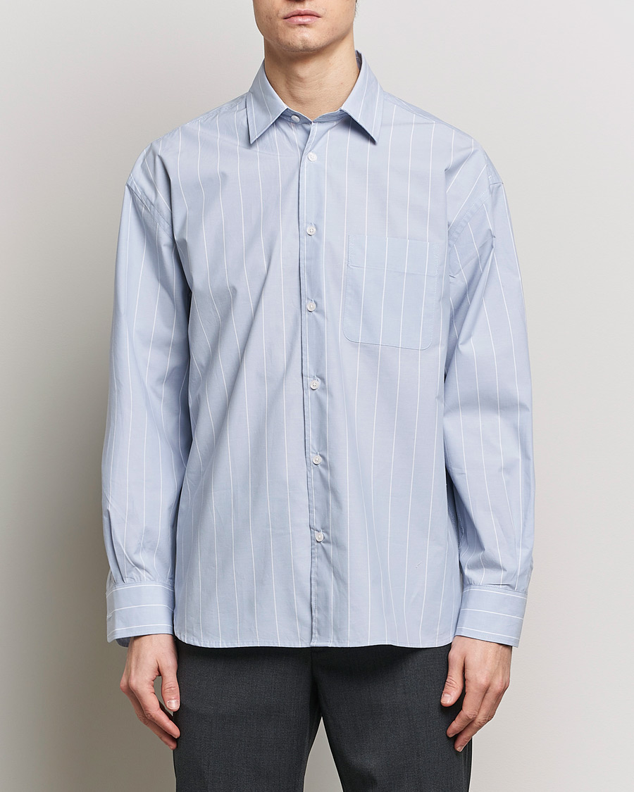 Herren | Business & Beyond | Filippa K | Striped Poplin Shirt Faded Blue/White