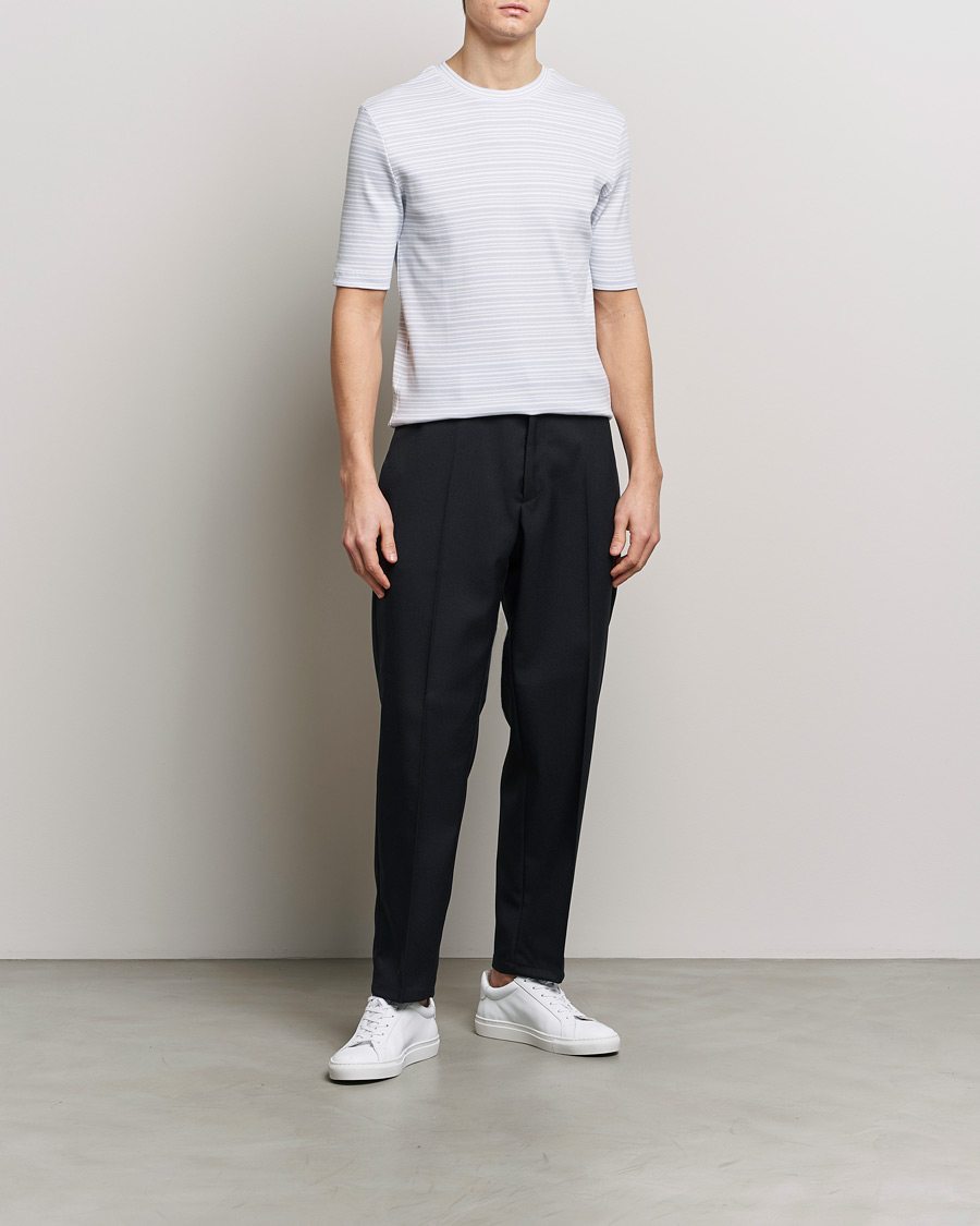Herren | T-Shirts | Filippa K | Striped Rib T-Shirt Mist Blue/White
