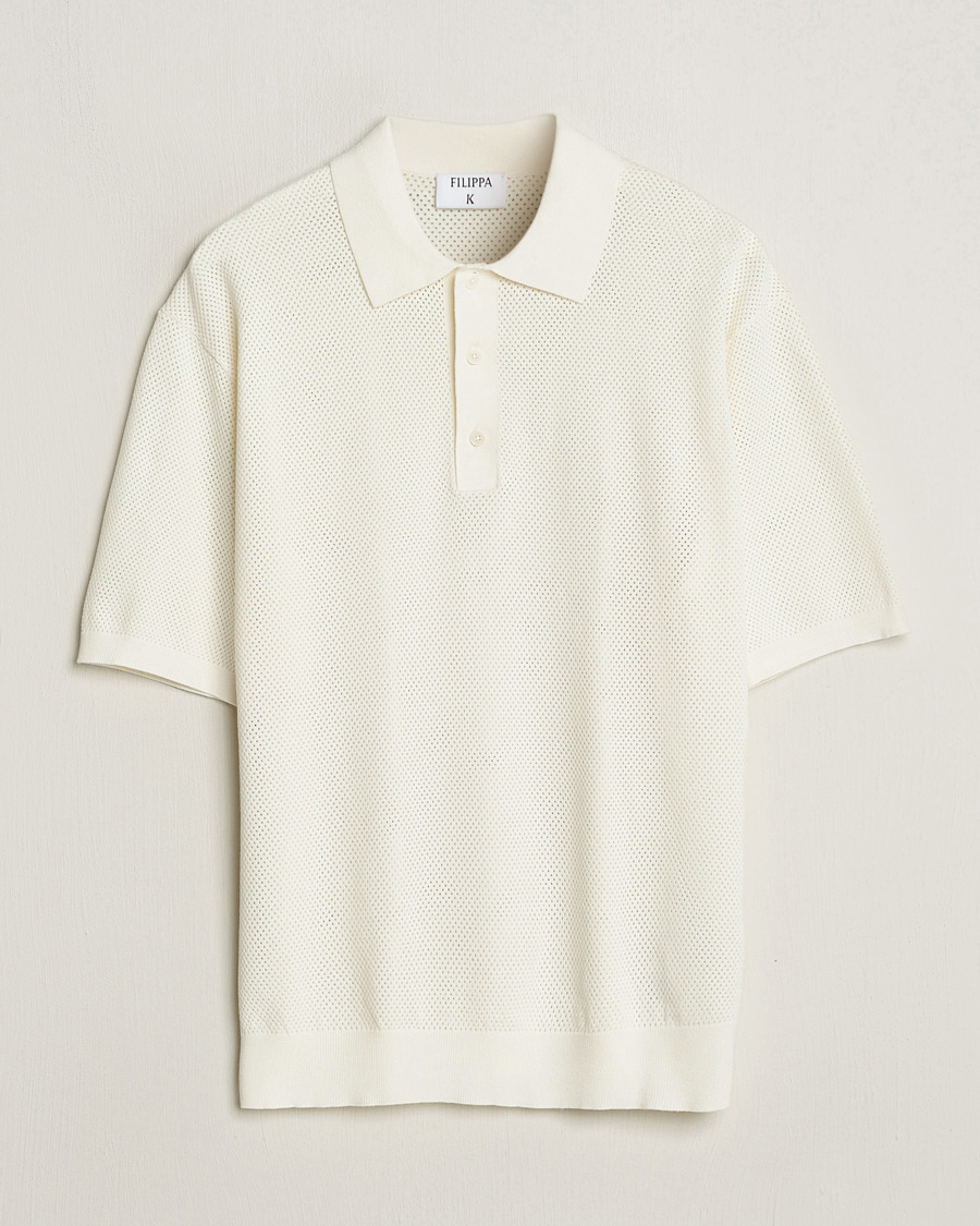 Herren | Poloshirts | Filippa K | Mesh Knitted Polo Chalk White
