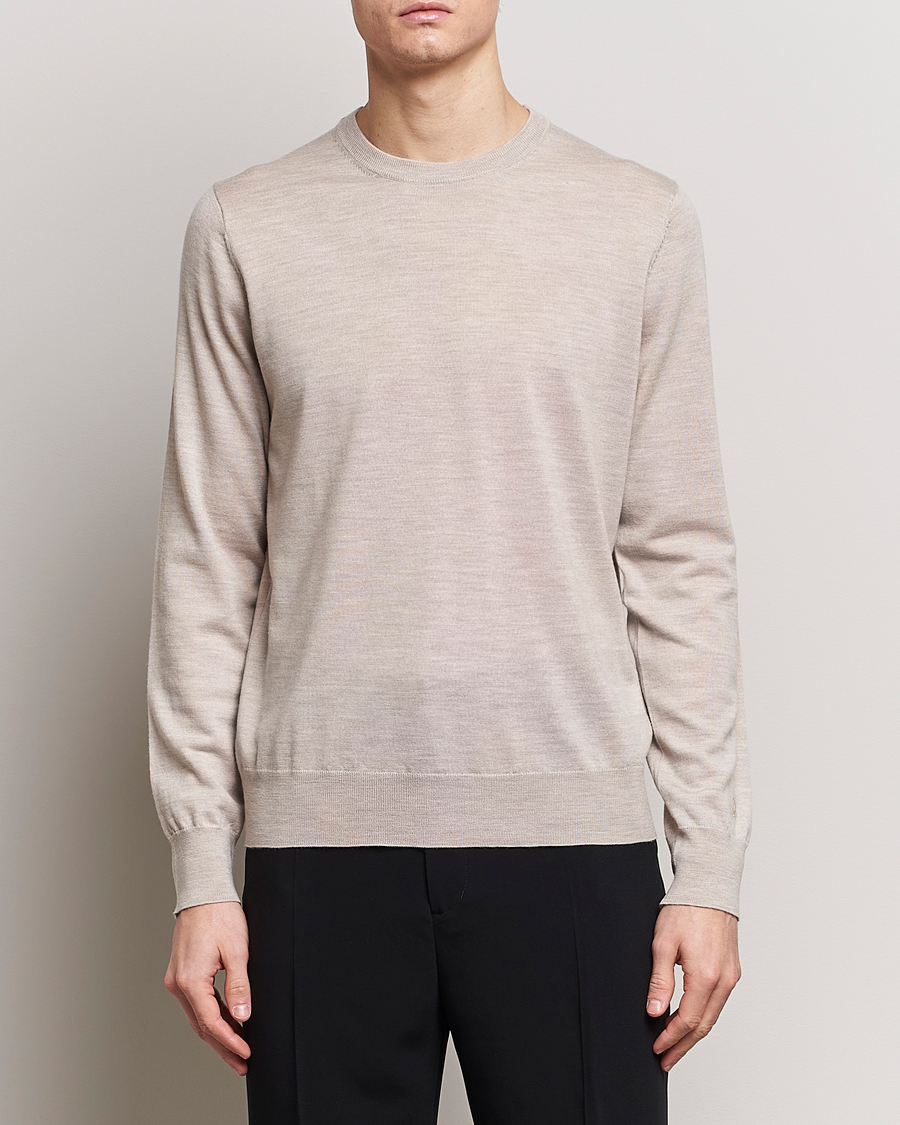 Herren | Filippa K | Filippa K | Merino Round Neck Sweater Beige Melange