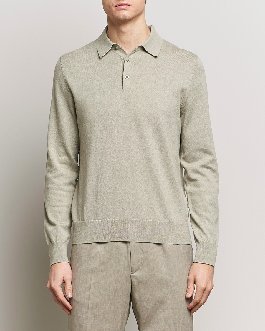 Herren | Business & Beyond | Filippa K | Knitted Polo Shirt Light Sage