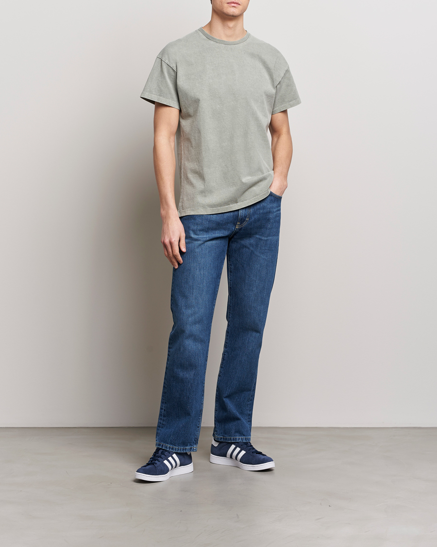 Herren | T-Shirts | Jeanerica | Marcel Heavy Crew Neck T-Shirt Washed Olive Green