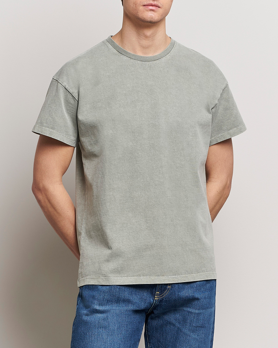 Herren | T-Shirts | Jeanerica | Marcel Heavy Crew Neck T-Shirt Washed Olive Green