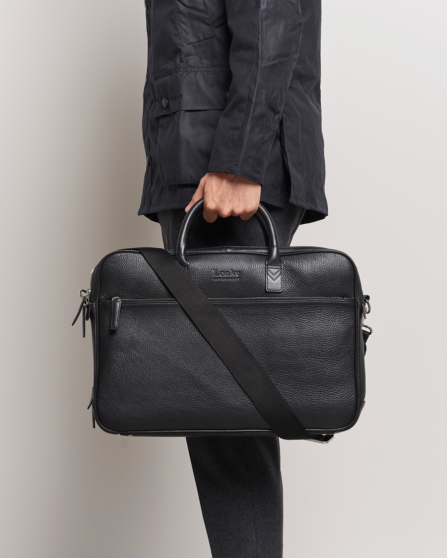 Men | Briefcases | Loake 1880 | Westminster Grain Leather Briefcase Black