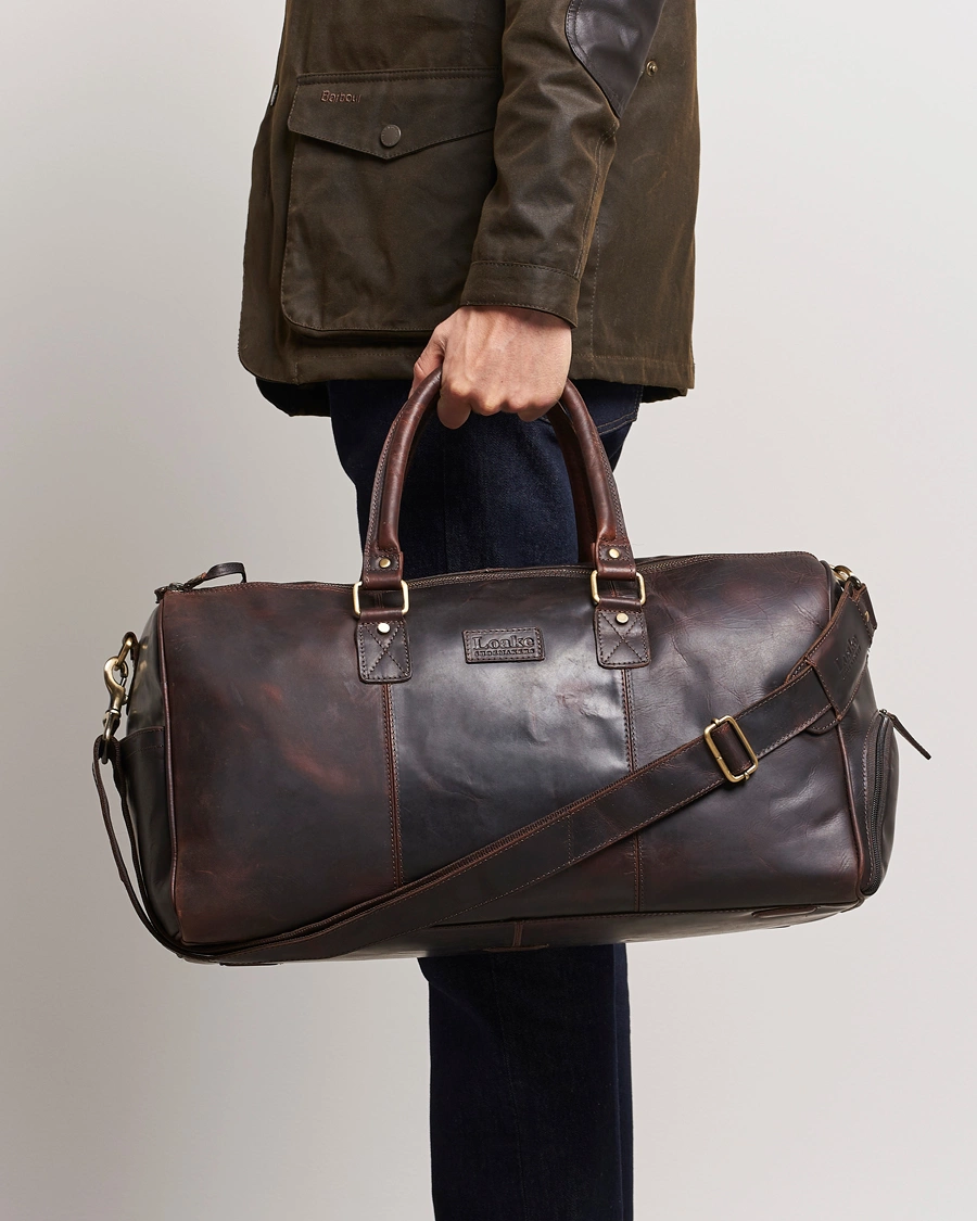Men | Weekend Bags | Loake 1880 | Devon Leather Travel Bag Dark Brown