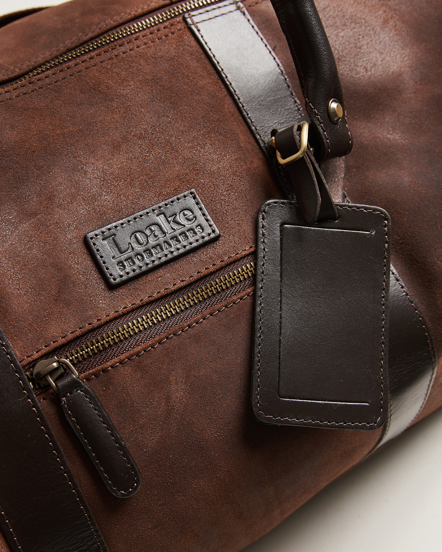 Herren | Loake 1880 Cornwall Brushed Suede Travel Bag Brown | Loake 1880 | Cornwall Brushed Suede Travel Bag Brown