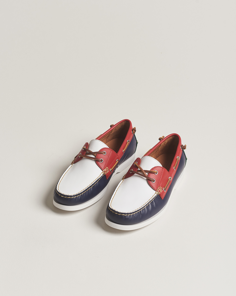 Herren | Summer | Polo Ralph Lauren | Merton Leather Boat Shoe Red/White/Blue