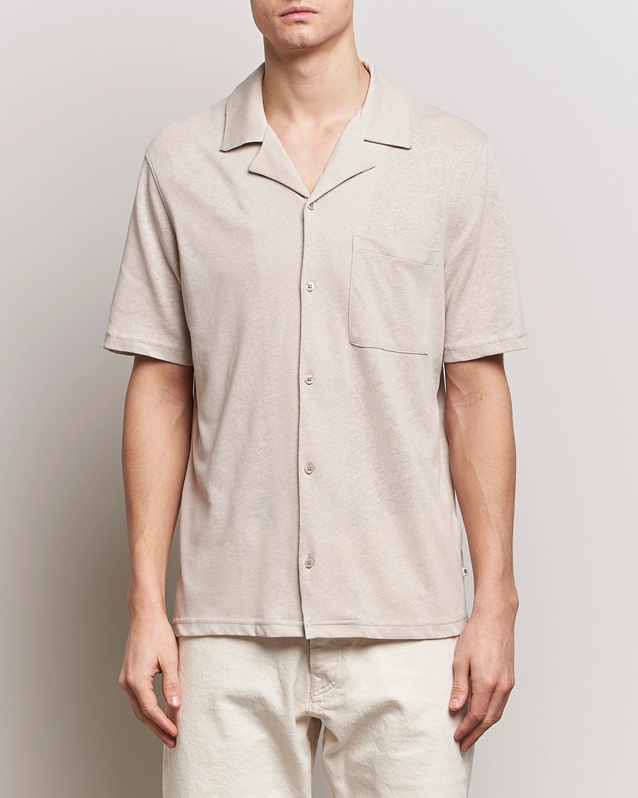 Herren | Neue Produktbilder | Samsøe Samsøe | Samartin Cotton/Linen Short Sleeve Shirt Moonstruck