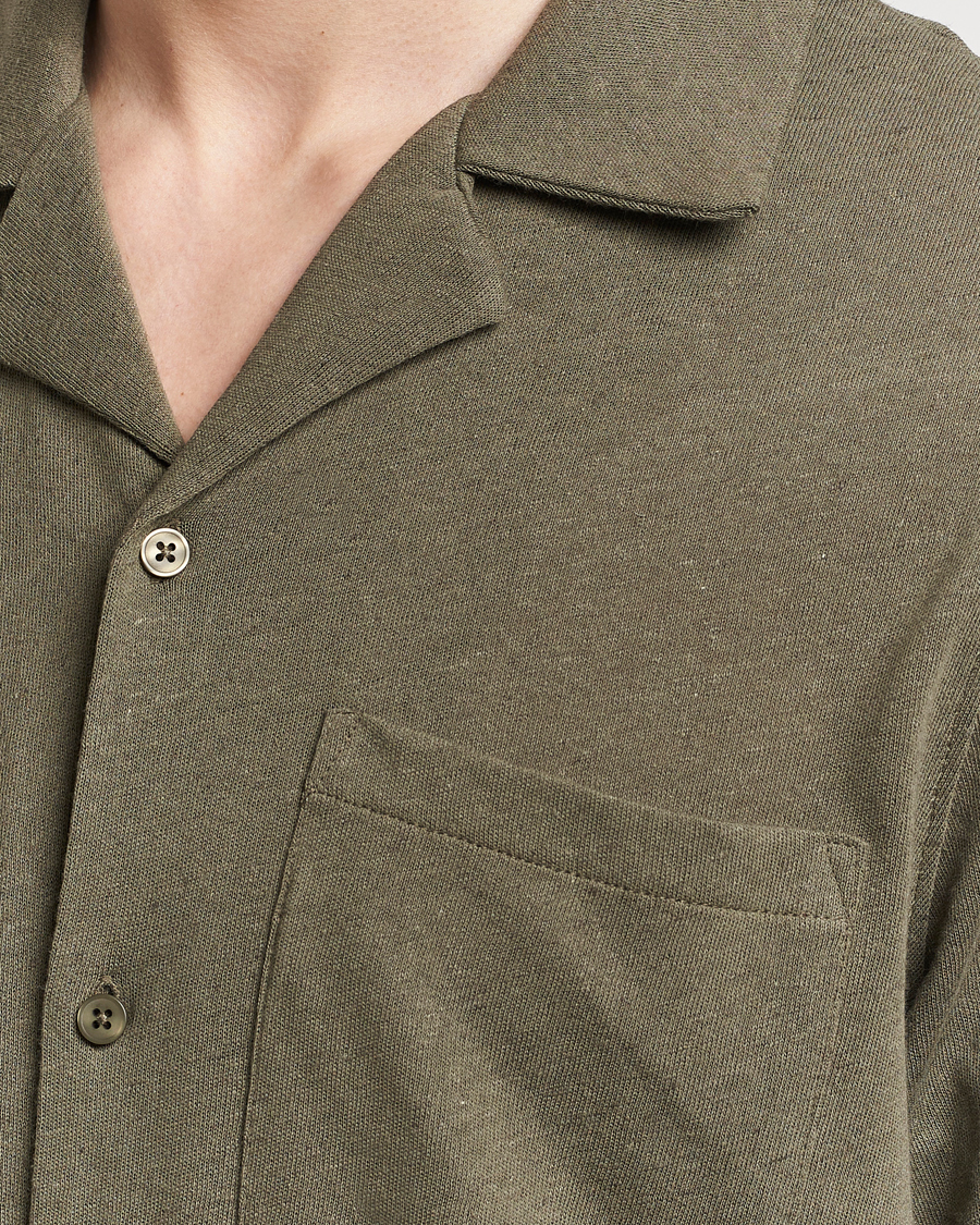 Herren | Hemden | Samsøe Samsøe | Samartin Cotton/Linen Short Sleeve Shirt Dusty Olive