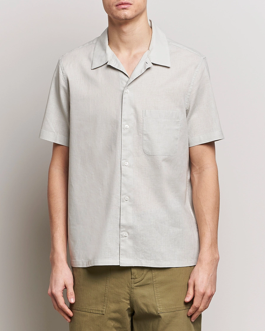 Herr |  | Samsøe Samsøe | Avan Linen/Cotton Short Sleeve Shirt Moonstruck