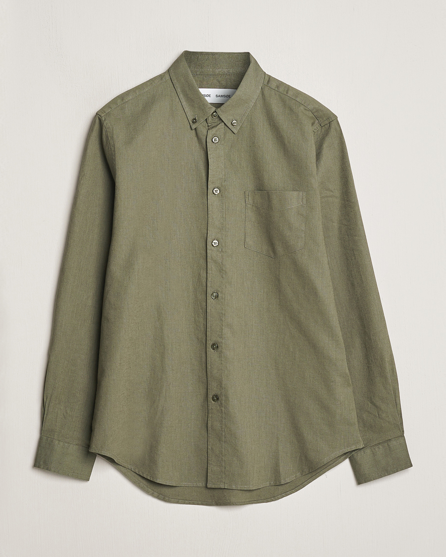 Herren | Hemden | Samsøe Samsøe | Liam Linen/Cotton Shirt Dusty Olive
