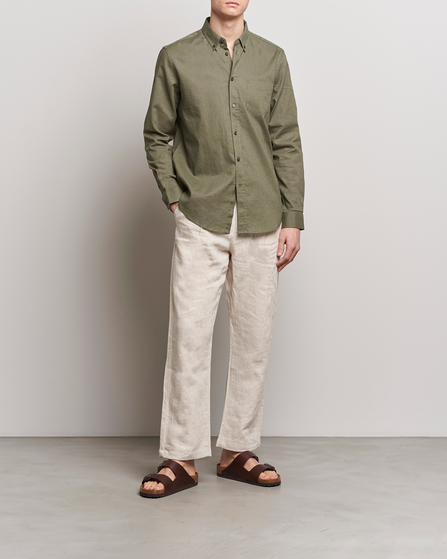 Herren | Hemden | Samsøe Samsøe | Liam Linen/Cotton Shirt Dusty Olive