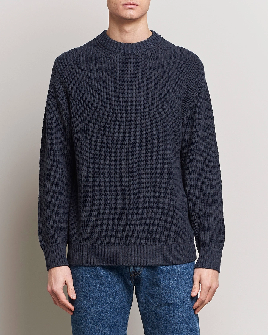 Herren |  | Samsøe & Samsøe | Samarius Cotton/Linen Knitted Sweater Salute Navy