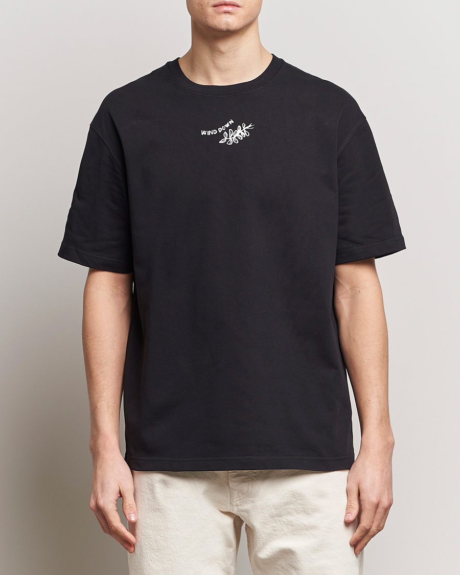 Herren | Schwartze t-shirts | Samsøe Samsøe | Sawind Printed Crew Neck T-Shirt Black