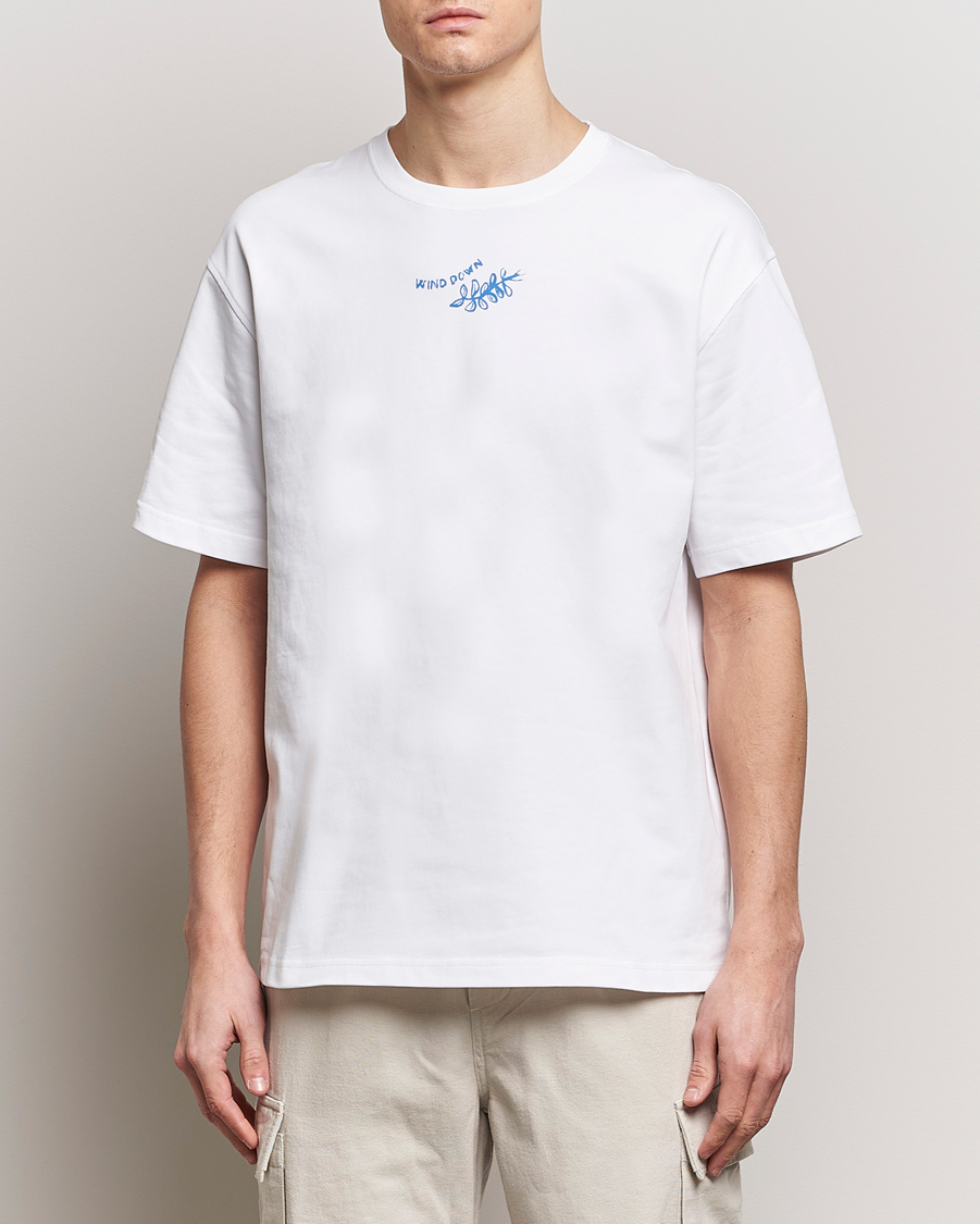 Herren | Neu im Onlineshop | Samsøe Samsøe | Sawind Printed Crew Neck T-Shirt White