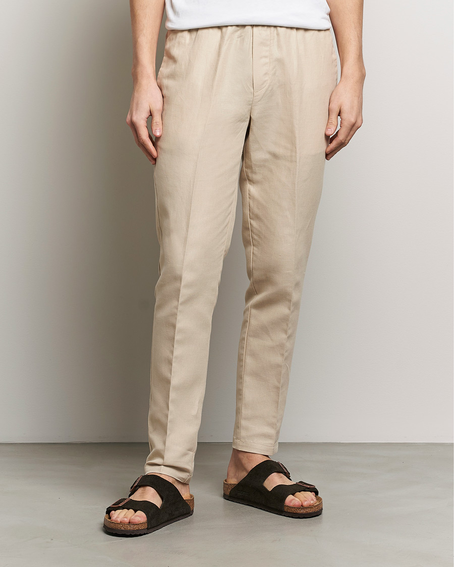 Herren |  | Samsøe Samsøe | Smithy Linen/Cotton Drawstring Trousers Oatmeal