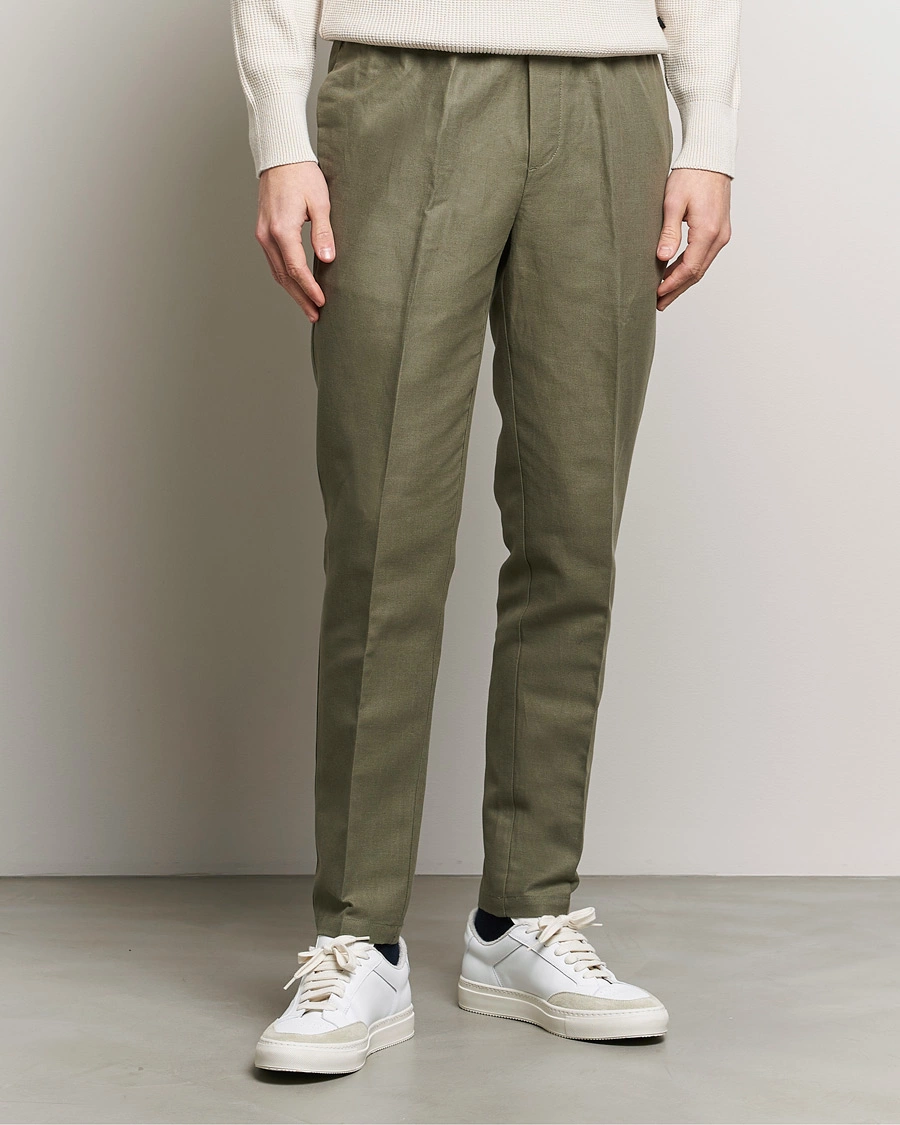 Herren | Samsøe Samsøe | Samsøe Samsøe | Smithy Linen/Cotton Drawstring Trousers Dusty Olive