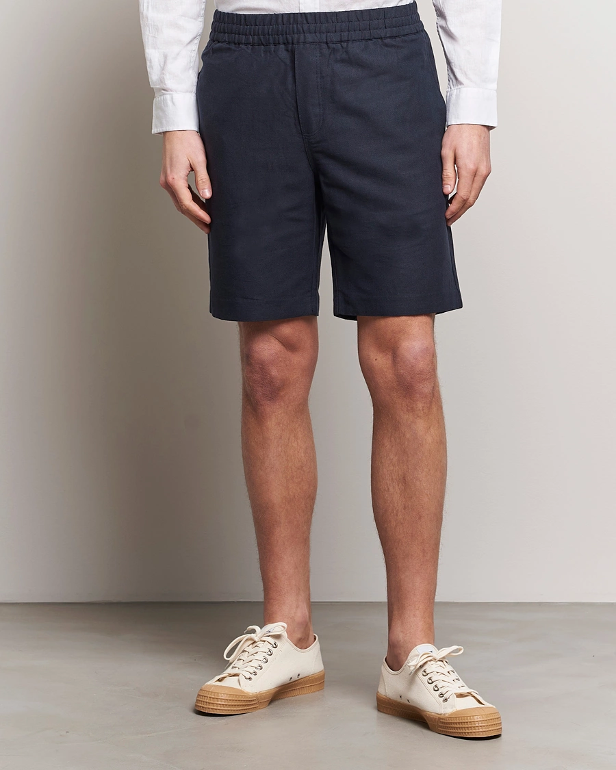 Herren | Shorts | Samsøe Samsøe | Smith Linen/Cotton Drawstring Shorts Salute Navy