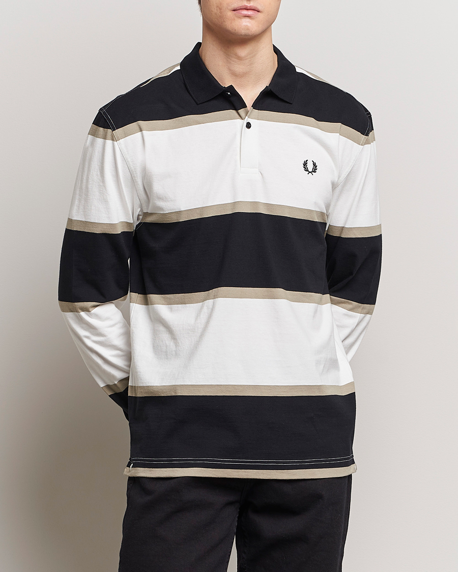 Herren | Fred Perry | Fred Perry | Relaxed Striped Rugby Shirt Snow White/Navy
