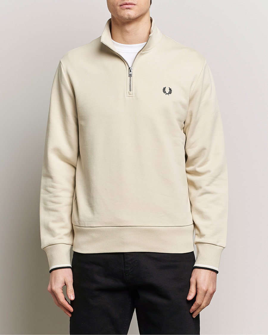 Herren | Best of British | Fred Perry | Half Zip Sweatshirt Oatmeal