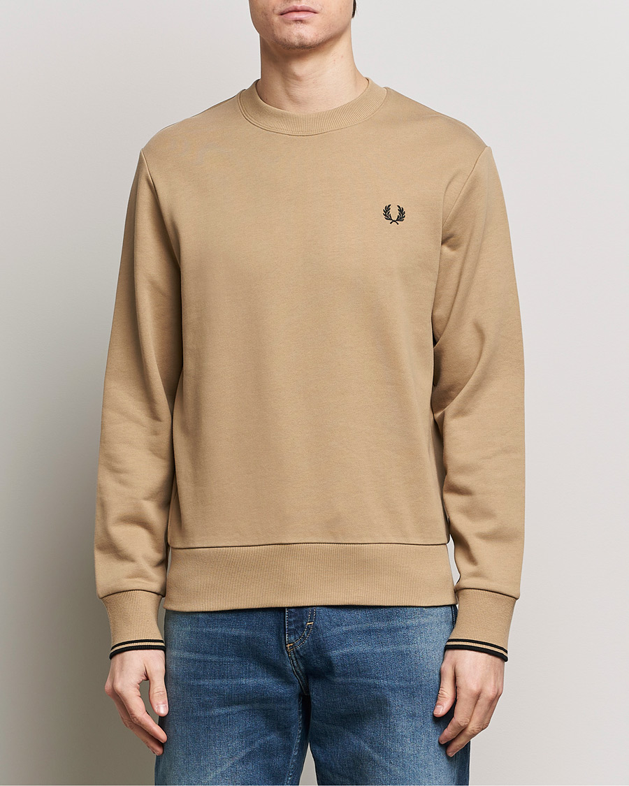 Herren | Best of British | Fred Perry | Crew Neck Sweatshirt Warm Grey