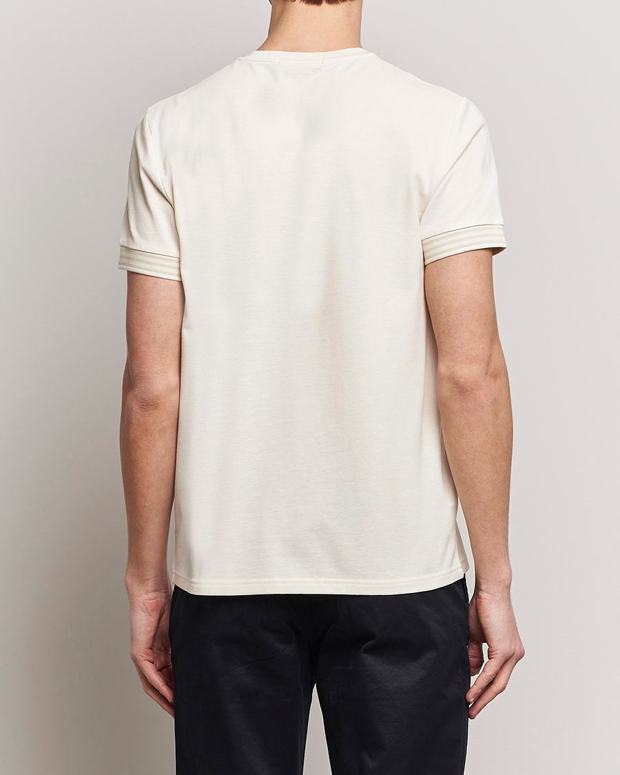 Herren | T-Shirts | Fred Perry | Striped Cuff Crew Neck T-Shirt Ecru