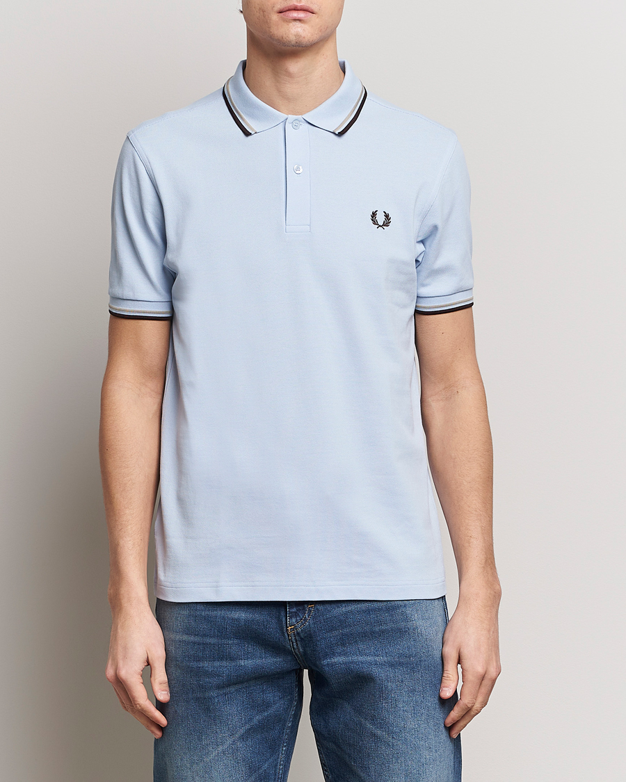 Men |  | Fred Perry | Twin Tipped Polo Shirt Light Smoke