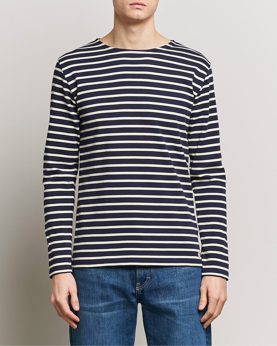 Herren | Langarm T-Shirt | Armor-lux | Houat Héritage Stripe Long Sleeve T-Shirt Nature/Navy