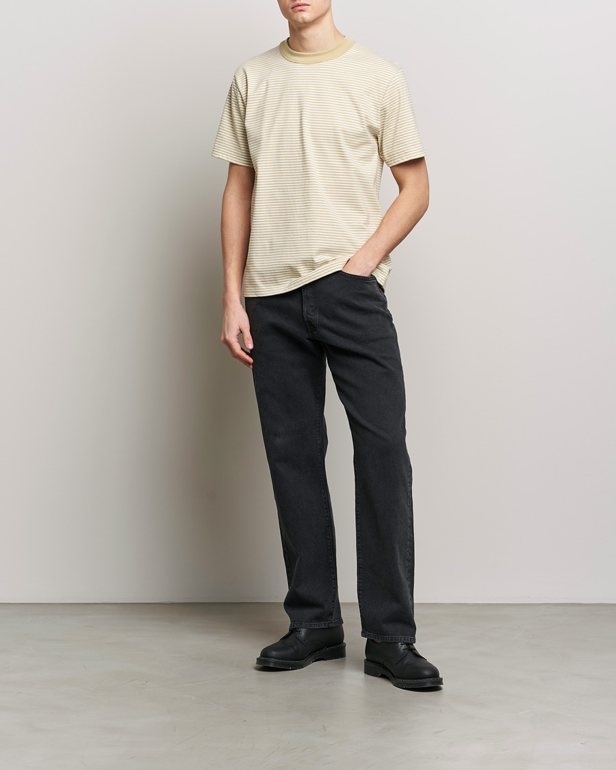 Herren | T-Shirts | Armor-lux | Callac Héritage Stripe T-Shirt Pale Olive/Milk