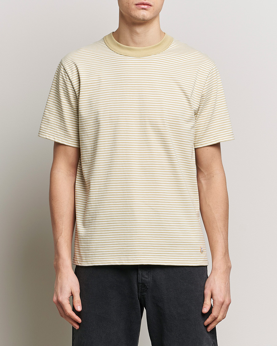 Herren | T-Shirts | Armor-lux | Callac Héritage Stripe T-Shirt Pale Olive/Milk
