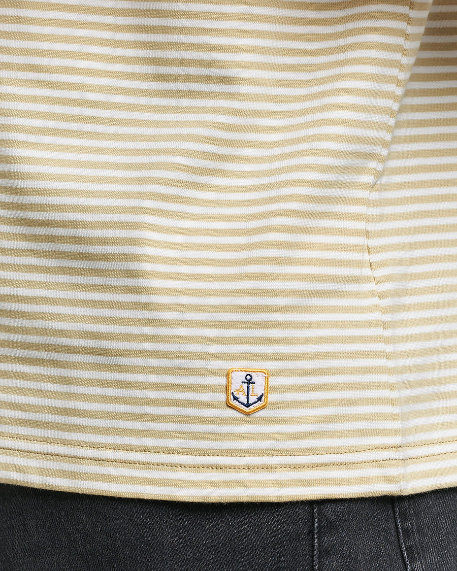 Herren | T-Shirts | Armor-lux | Callac Héritage Stripe T-Shirt Pale Olive/Milk