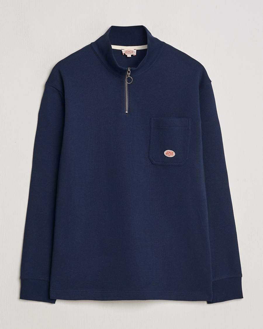Herren | Pullover | Armor-lux | Camionneur Cotton Half Zip Sweater Deep Marine