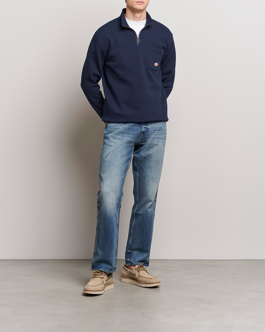 Herren | Pullover | Armor-lux | Camionneur Cotton Half Zip Sweater Deep Marine