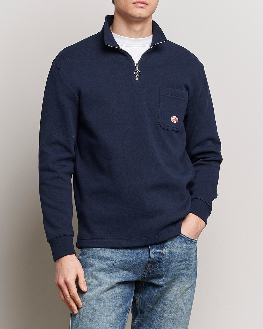 Herren | Contemporary Creators | Armor-lux | Camionneur Cotton Half Zip Sweater Deep Marine