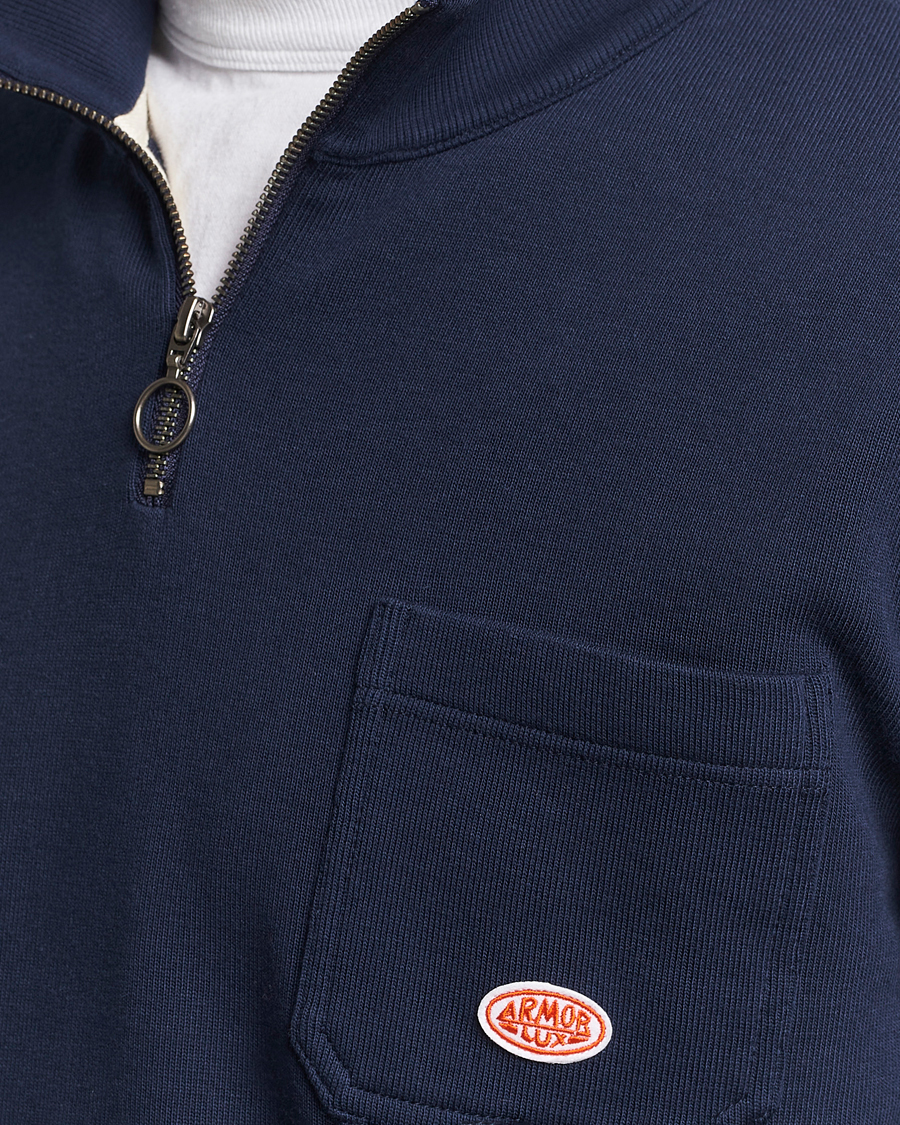 Herren | Pullover | Armor-lux | Camionneur Cotton Half Zip Sweater Deep Marine