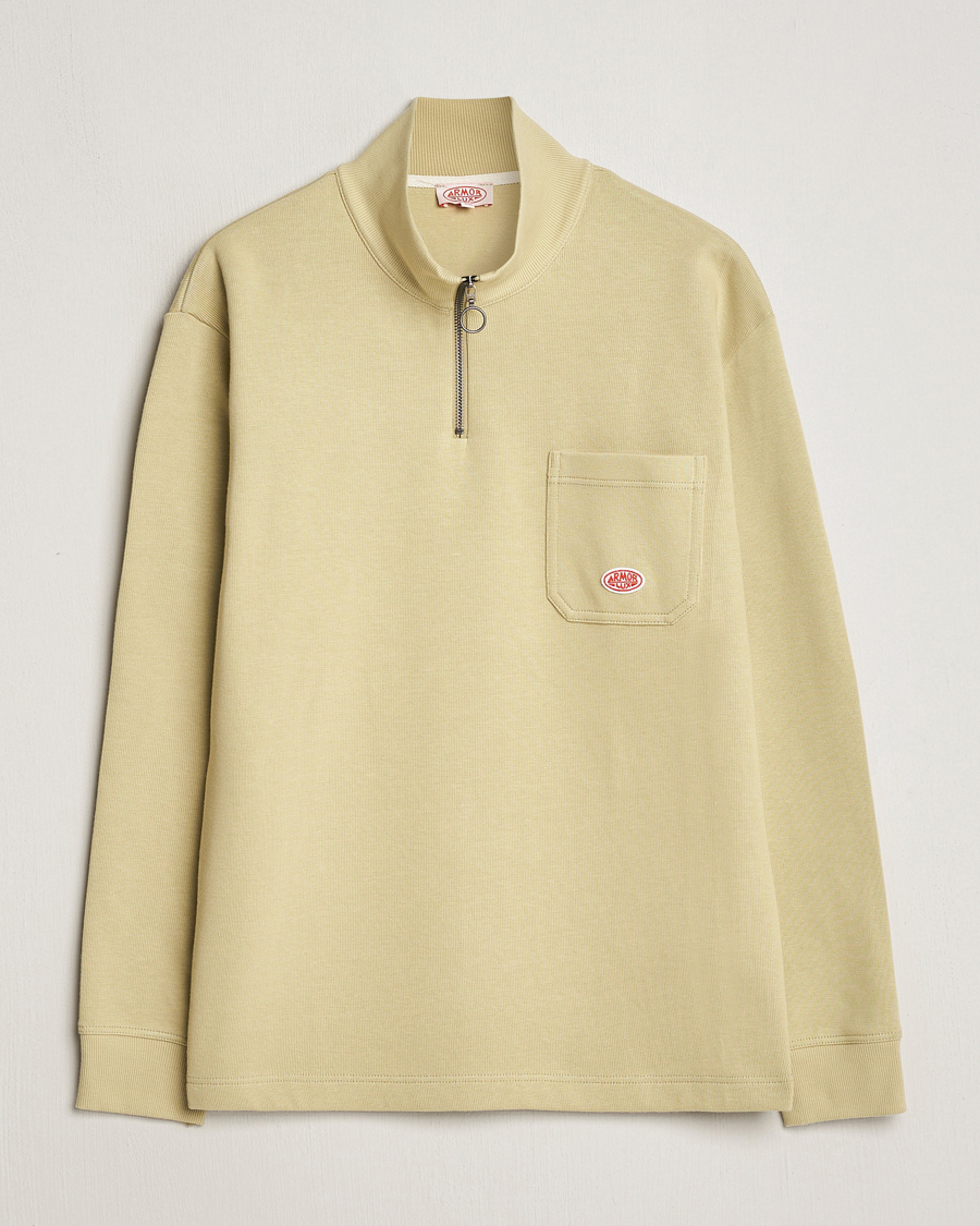 Herren | Pullover | Armor-lux | Camionneur Cotton Half Zip Sweater Pale Olive