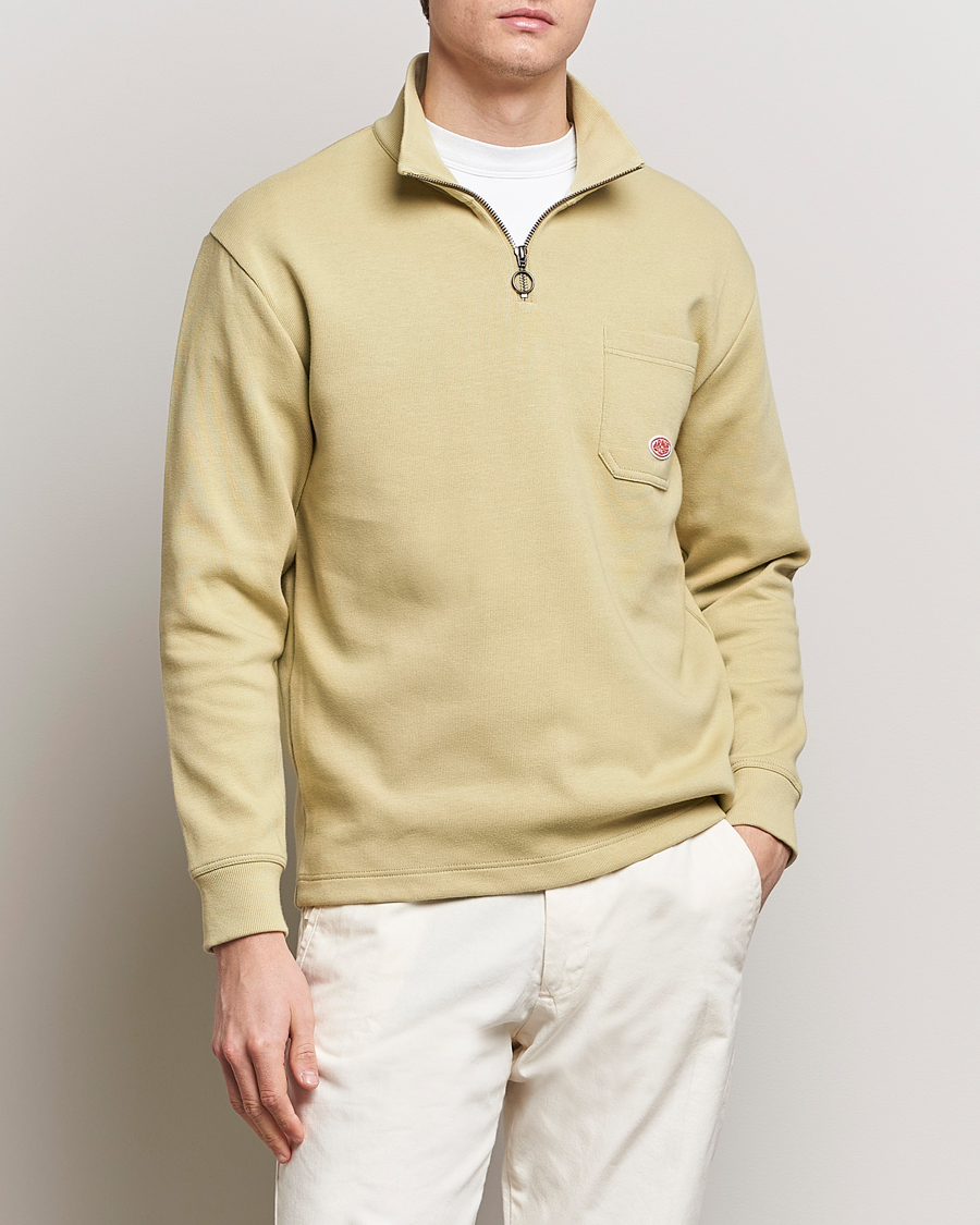 Men | Armor-lux | Armor-lux | Camionneur Cotton Half Zip Sweater Pale Olive