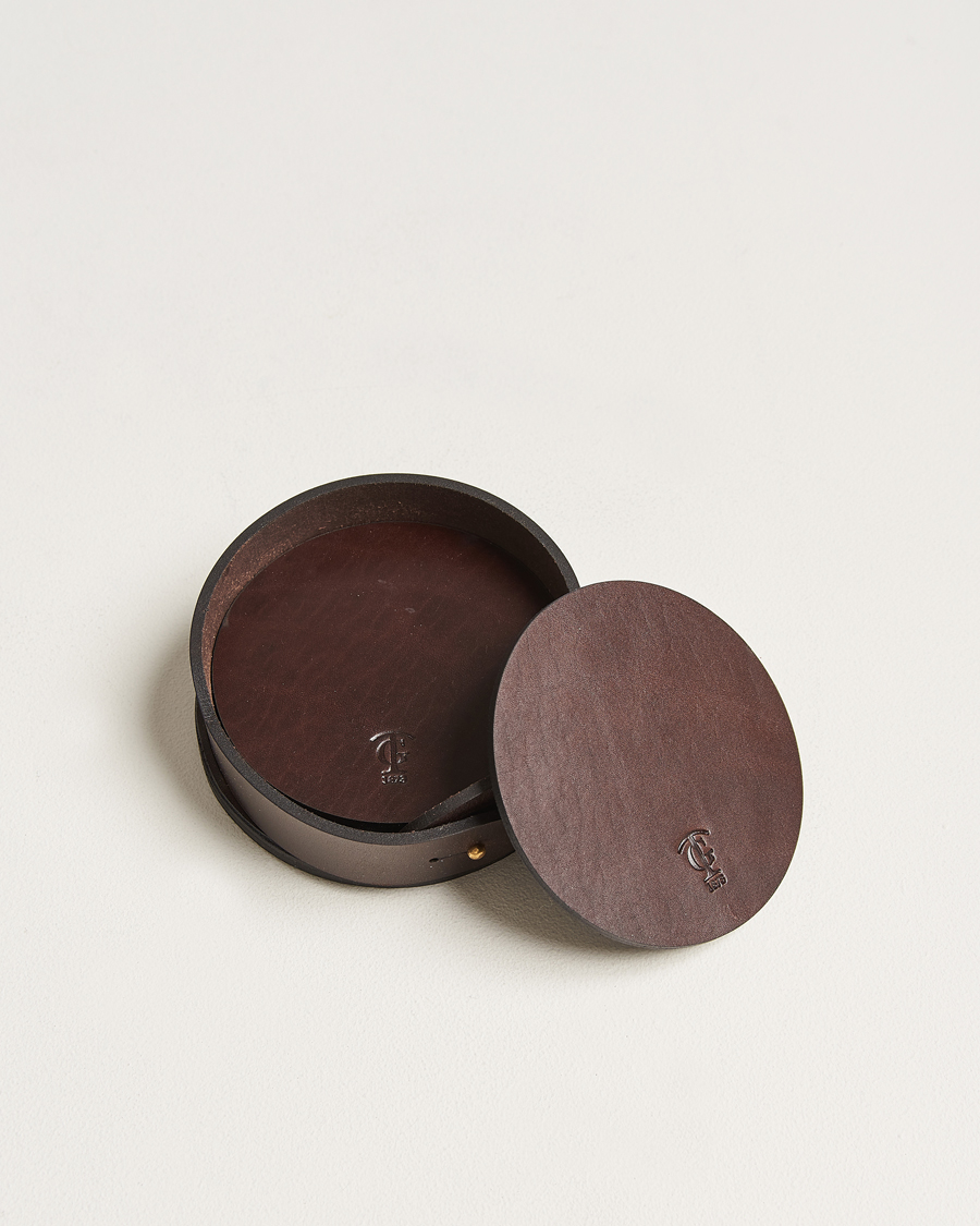 Herren | Für das Zuhause | Tärnsjö Garveri | Leather Coaster Set 006 Dark Brown