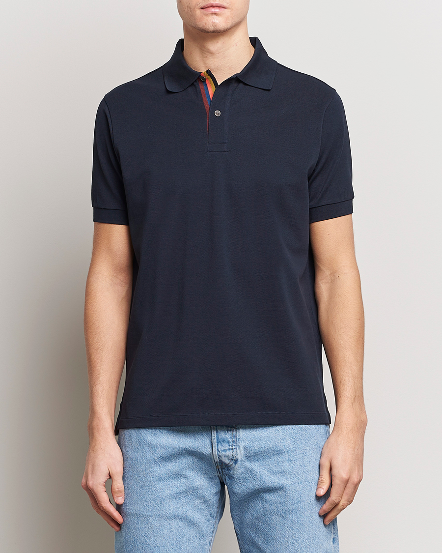 Herren | Kurzarm-Poloshirts | Paul Smith | Placket Stripe Polo Navy