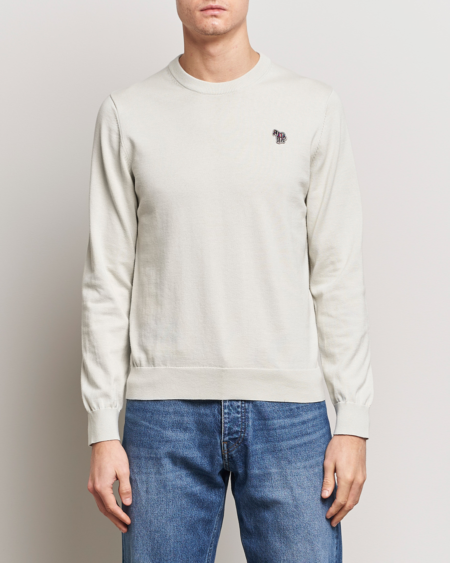 Herren | Best of British | PS Paul Smith | Zebra Cotton Knitted Sweater Washed Grey