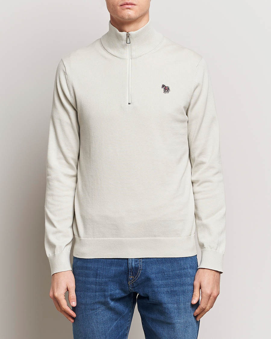 Herren |  | PS Paul Smith | Zebra Cotton Knitted Half Zip Washed Grey