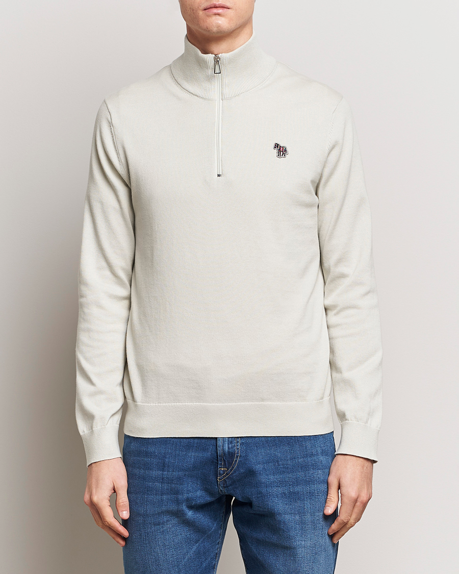 Herren | PS Paul Smith | PS Paul Smith | Zebra Cotton Knitted Half Zip Washed Grey