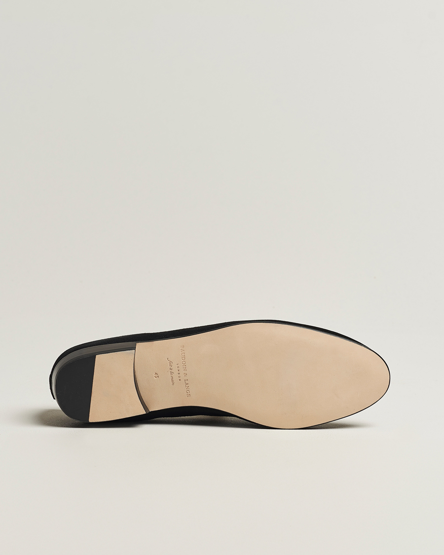 Herren | Baudoin & Lange Sagan Classic Tassel Loafers Black Suede | Baudoin & Lange | Sagan Classic Tassel Loafers Black Suede
