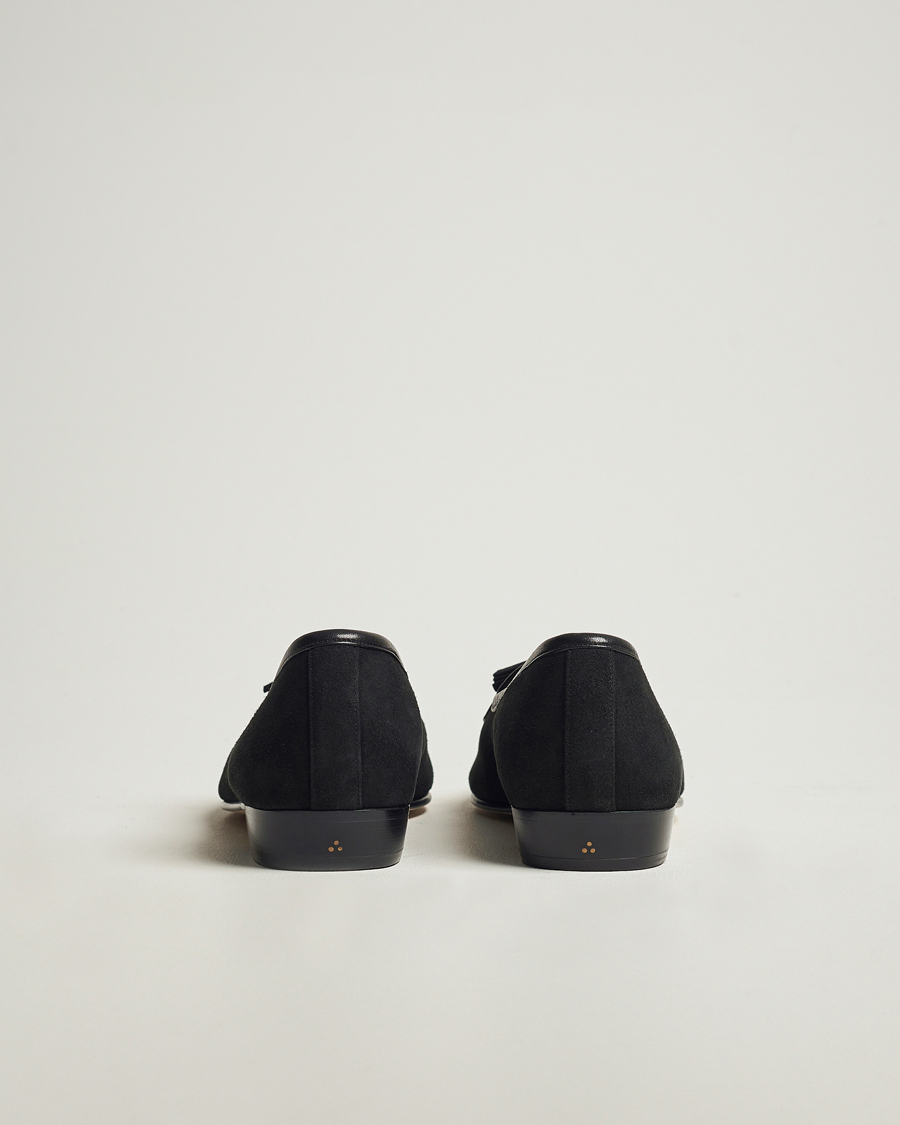 Herren | Baudoin & Lange Sagan Classic Tassel Loafers Black Suede | Baudoin & Lange | Sagan Classic Tassel Loafers Black Suede