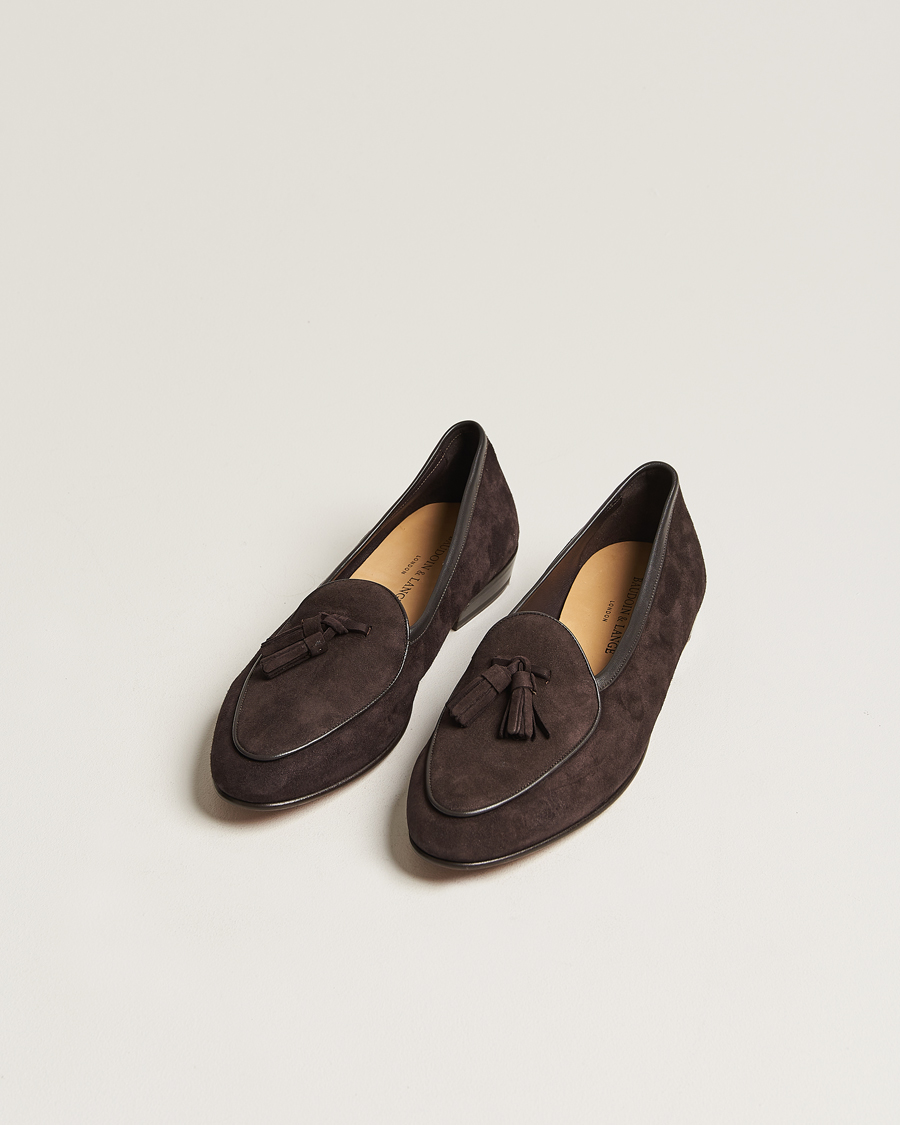 Herren | Baudoin & Lange | Baudoin & Lange | Sagan Classic Tassel Loafers Dark Brown Suede