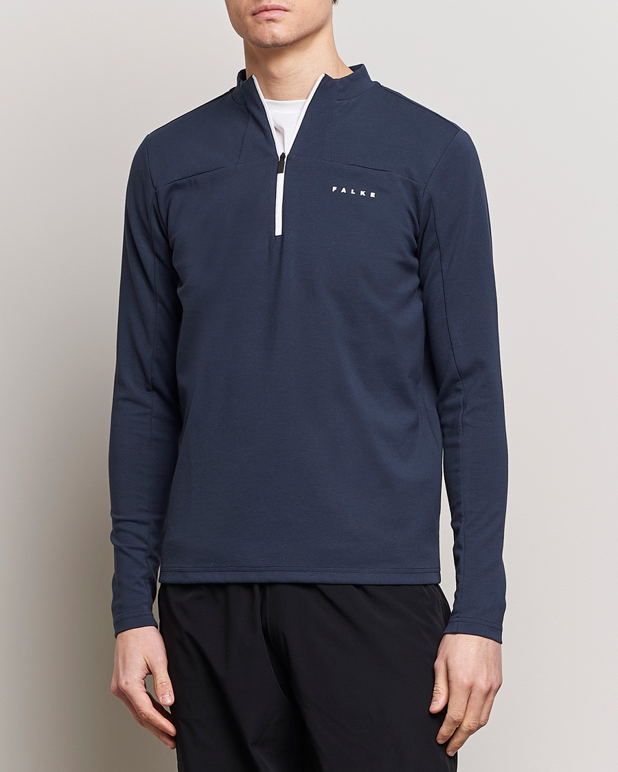 Herren | Kleidung | Falke Sport | Falke Organic Cotton Mix Half Zip Space Blue