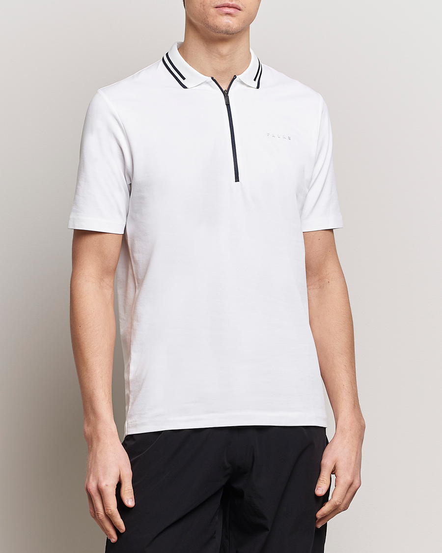 Herren | Active | Falke Sport | Falke Zip Polo Shirt White