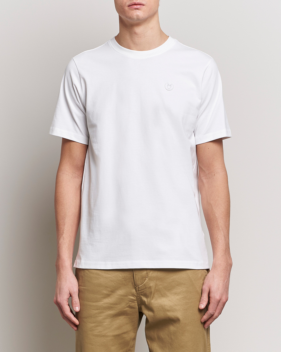 Herren | T-Shirts | KnowledgeCotton Apparel | Loke Badge T-Shirt Bright White